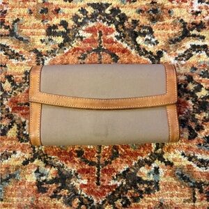 Vintage Dooney and Bourke tri fold wallet brown leather check book id